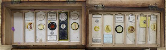 Two boxes of microscope slides